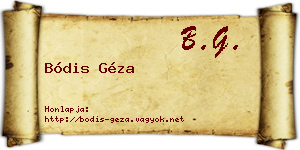 Bódis Géza névjegykártya