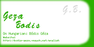 geza bodis business card